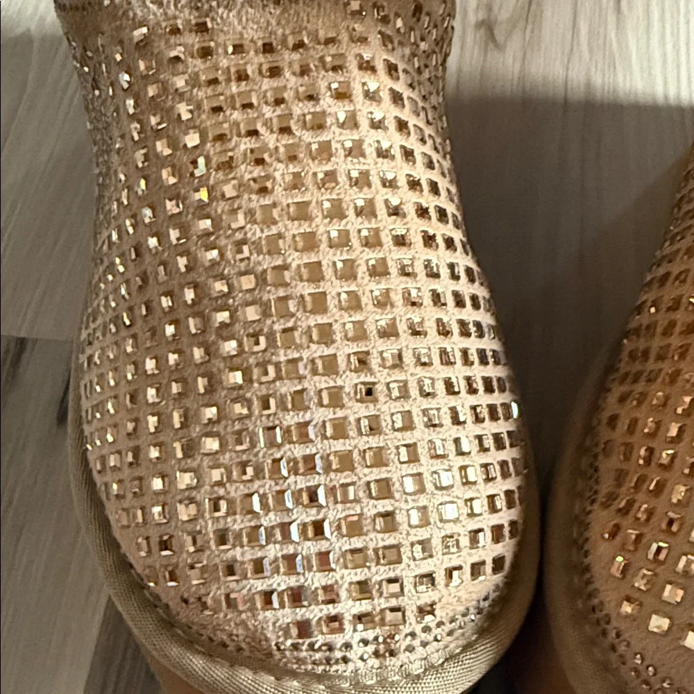 Tan Rhinestone Ankle Boots - Picture 3 of 8